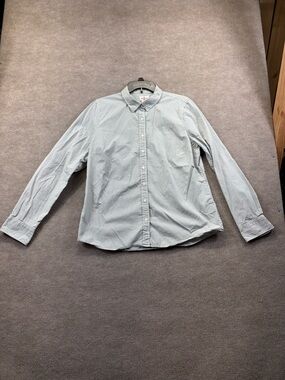 Crew Haberdashery Blouse Womens Sz XL Green Striped Shirt Top Ladies Cotton